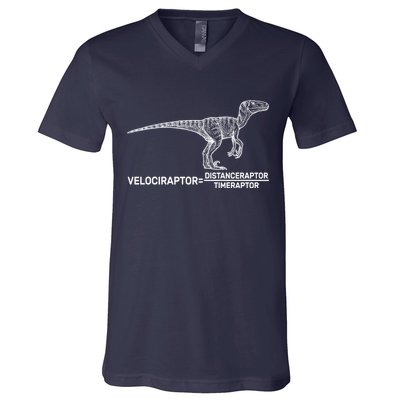 Velociraptor Equals Distanceraptor Timeraptor V-Neck T-Shirt