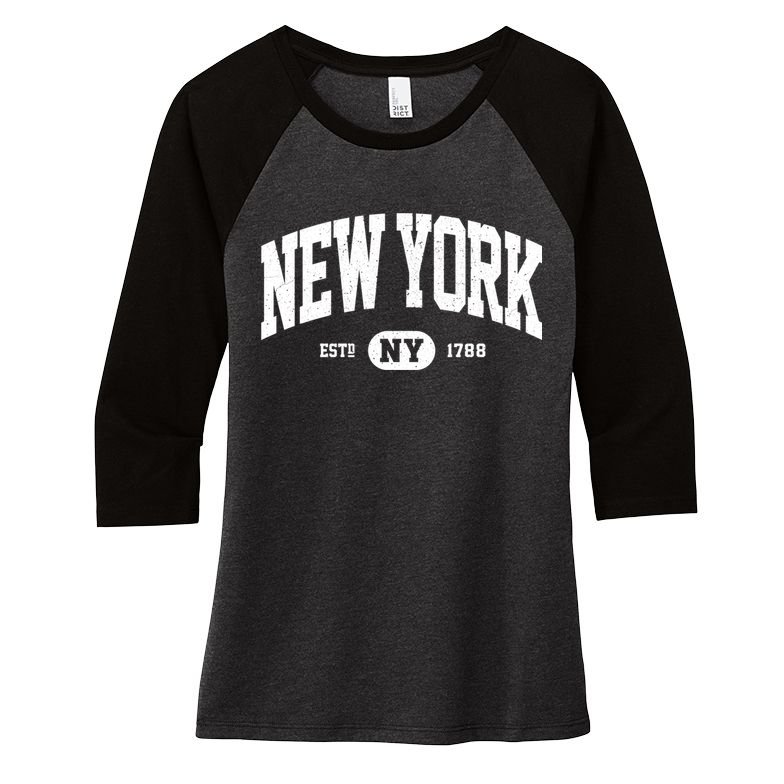 Vintage Established New York Ny Women's Tri-Blend 3/4-Sleeve Raglan Shirt