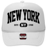 Vintage Established New York Ny High Crown Mesh Back Trucker Hat