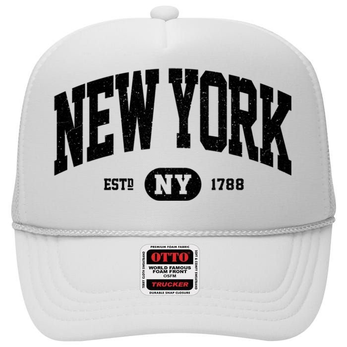 Vintage Established New York Ny High Crown Mesh Back Trucker Hat