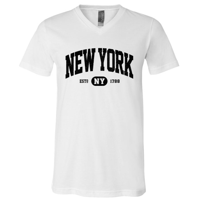 Vintage Established New York Ny V-Neck T-Shirt