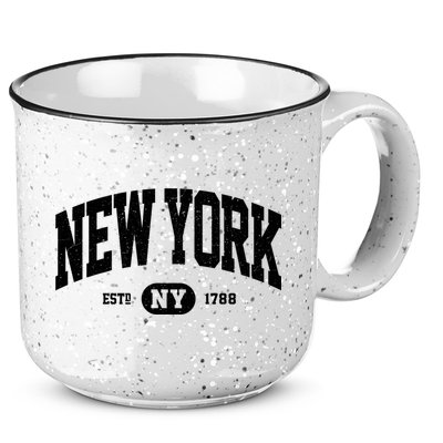 Vintage Established New York Ny 15oz Campfire Ceramic Mug