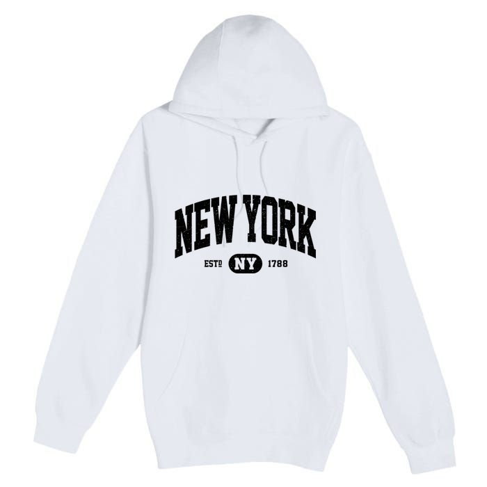 Vintage Established New York Ny Premium Pullover Hoodie