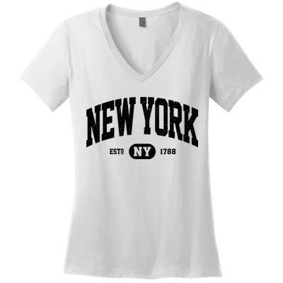 Vintage Established New York Ny Women's V-Neck T-Shirt