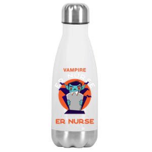 Vampire Er Nurse Halloween Emergency Nurse Scary Gift Stainless Steel Insulated Water Bottle