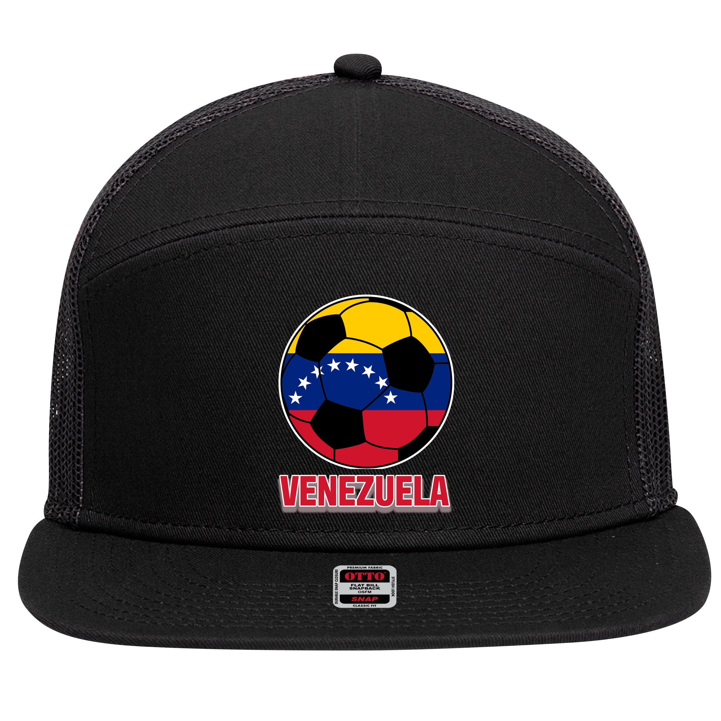 Venezuela Flag Soccer Jersey 7 Panel Mesh Trucker Snapback Hat