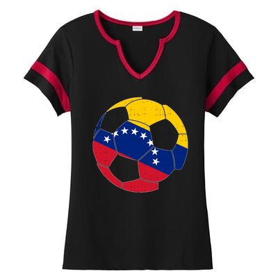 Venezuela Soccer Ball Flag Vintage Ladies Halftime Notch Neck Tee