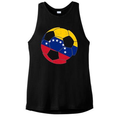 Venezuela Soccer Ball Flag Vintage Ladies PosiCharge Tri-Blend Wicking Tank