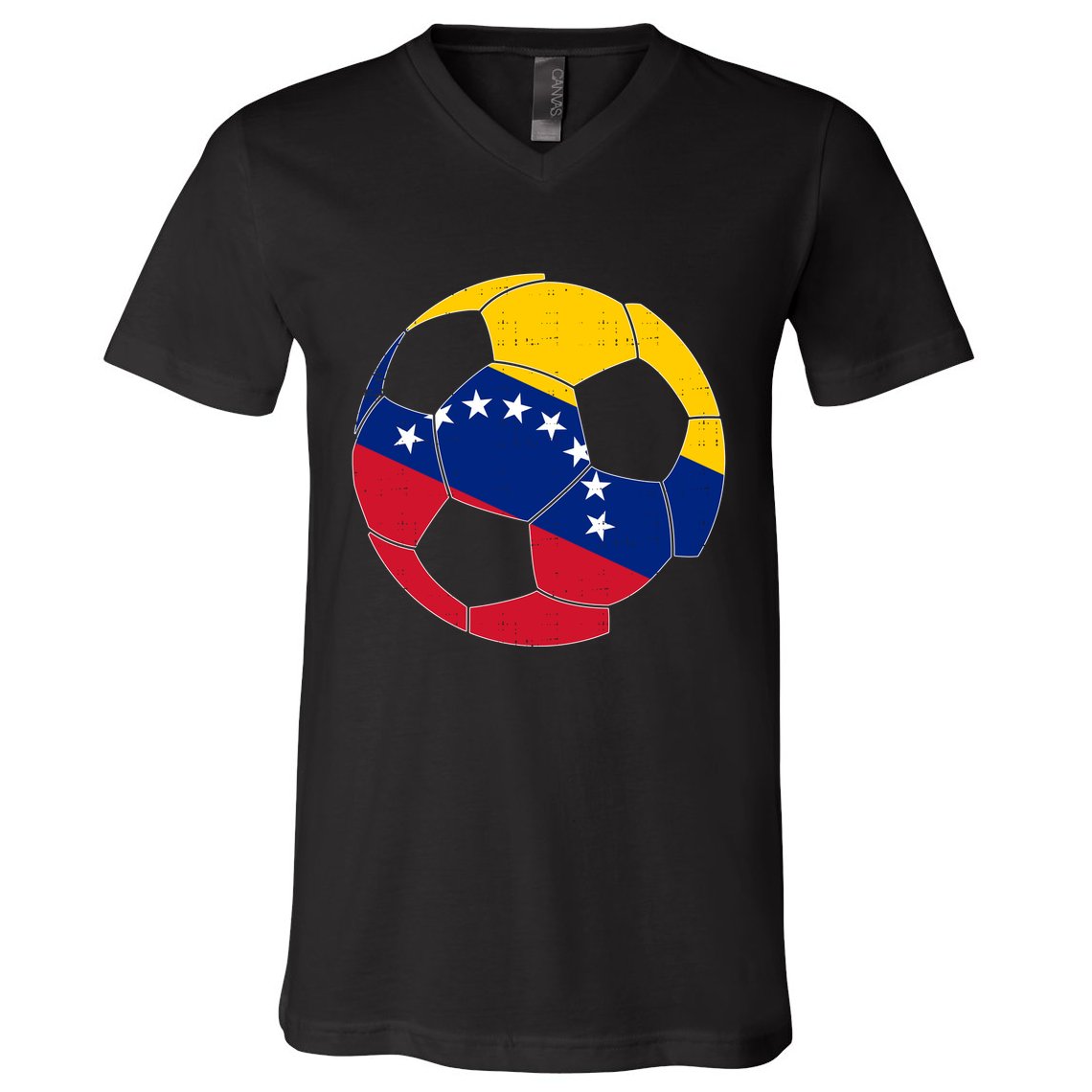 Venezuela Soccer Ball Flag Vintage V-Neck T-Shirt