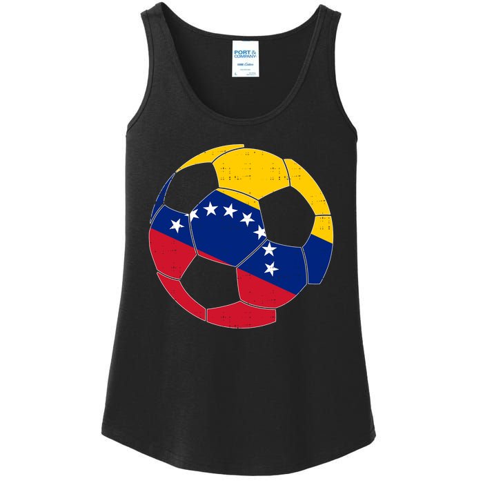 Venezuela Soccer Ball Flag Vintage Ladies Essential Tank