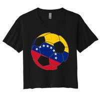 Venezuela Soccer Ball Flag Vintage Women's Crop Top Tee