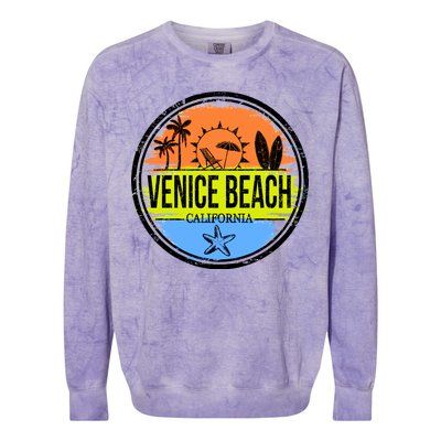 Venice Beach Retro Circle Colorblast Crewneck Sweatshirt