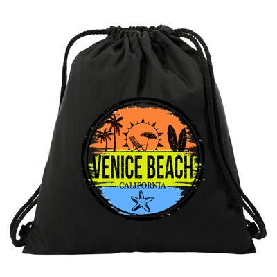Venice Beach Retro Circle Drawstring Bag
