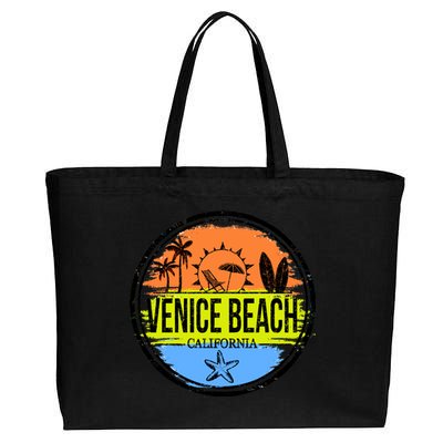 Venice Beach Retro Circle Cotton Canvas Jumbo Tote