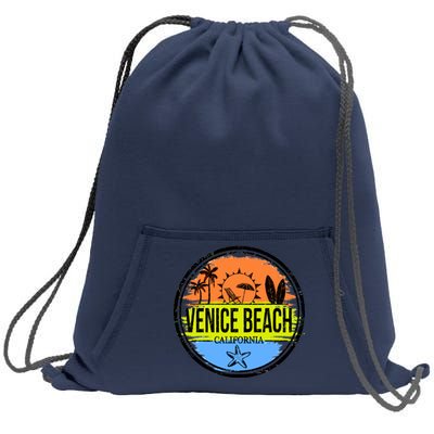 Venice Beach Retro Circle Sweatshirt Cinch Pack Bag