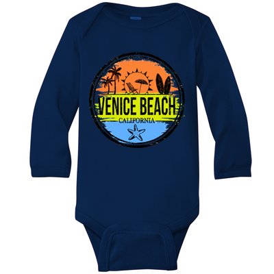 Venice Beach Retro Circle Baby Long Sleeve Bodysuit