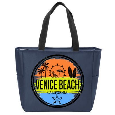 Venice Beach Retro Circle Zip Tote Bag