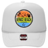 Venice Beach Retro Circle High Crown Mesh Back Trucker Hat