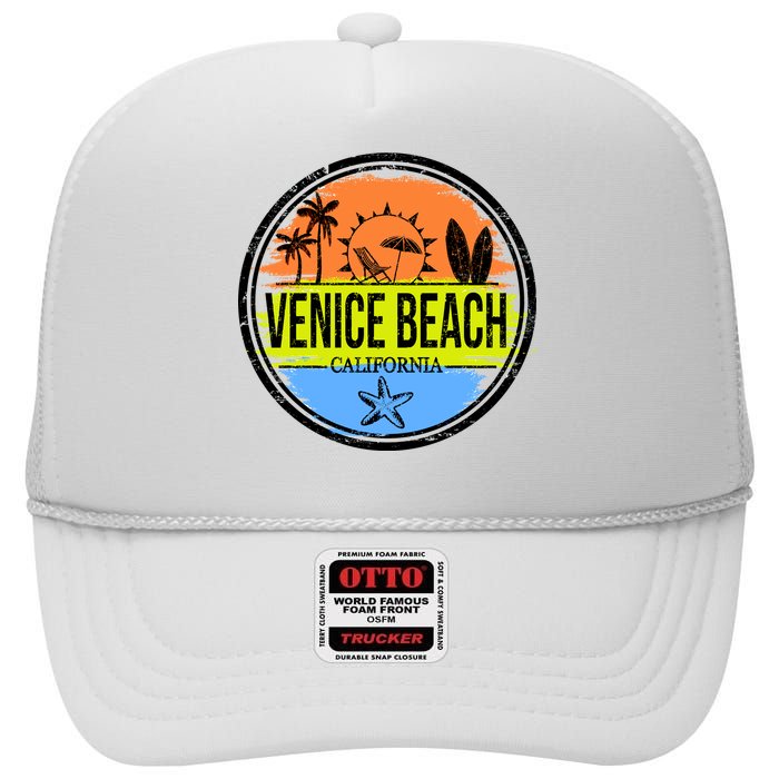 Venice Beach Retro Circle High Crown Mesh Back Trucker Hat