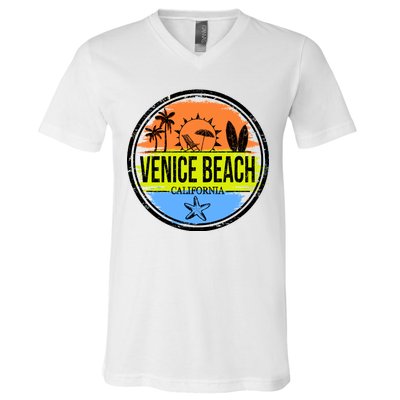 Venice Beach Retro Circle V-Neck T-Shirt