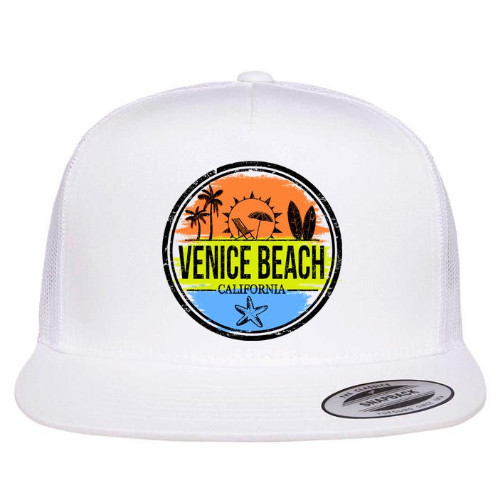 Venice Beach Retro Circle Flat Bill Trucker Hat