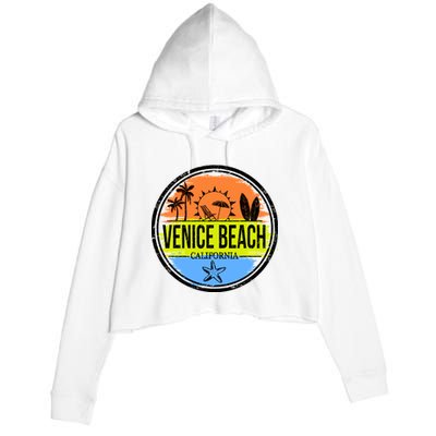 Venice Beach Retro Circle Crop Fleece Hoodie