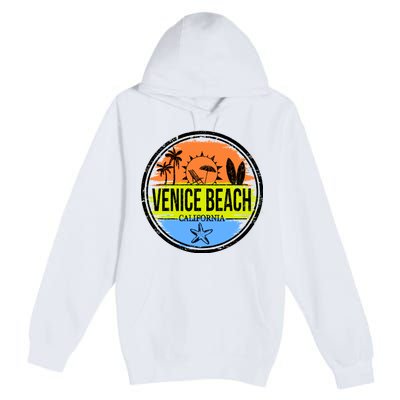 Venice Beach Retro Circle Premium Pullover Hoodie