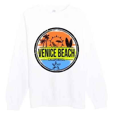 Venice Beach Retro Circle Premium Crewneck Sweatshirt