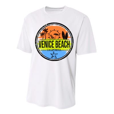 Venice Beach Retro Circle Performance Sprint T-Shirt