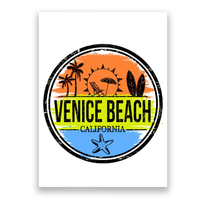 Venice Beach Retro Circle Poster