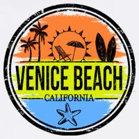 Venice Beach Retro Circle Poster