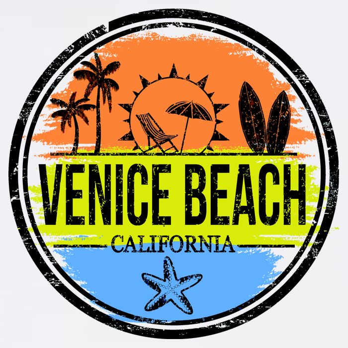 Venice Beach Retro Circle Poster