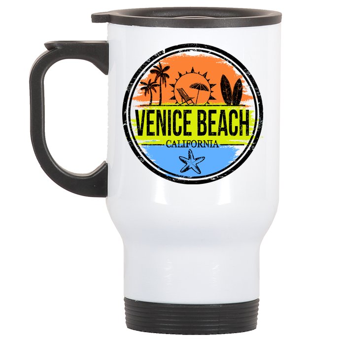 Venice Beach Retro Circle Stainless Steel Travel Mug