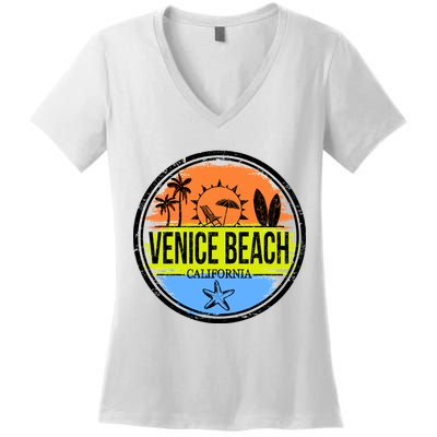 Venice Beach Retro Circle Women's V-Neck T-Shirt
