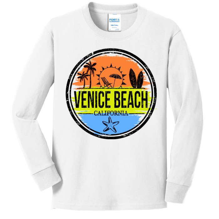 Venice Beach Retro Circle Kids Long Sleeve Shirt