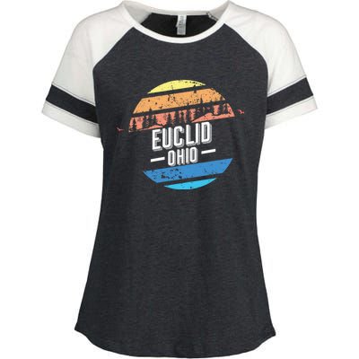 Vintage Euclid Ohio Sunset Souvenir Print Gift Enza Ladies Jersey Colorblock Tee