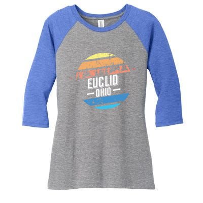 Vintage Euclid Ohio Sunset Souvenir Print Gift Women's Tri-Blend 3/4-Sleeve Raglan Shirt