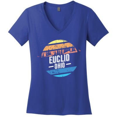 Vintage Euclid Ohio Sunset Souvenir Print Gift Women's V-Neck T-Shirt