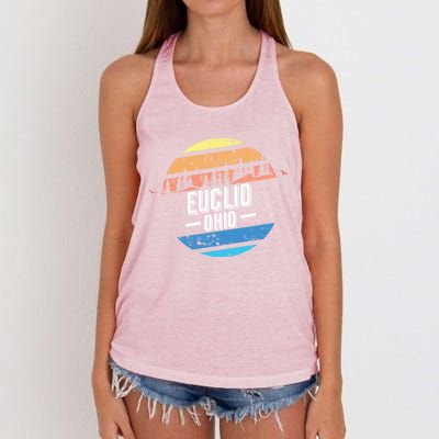 Vintage Euclid Ohio Sunset Souvenir Print Gift Women's Knotted Racerback Tank