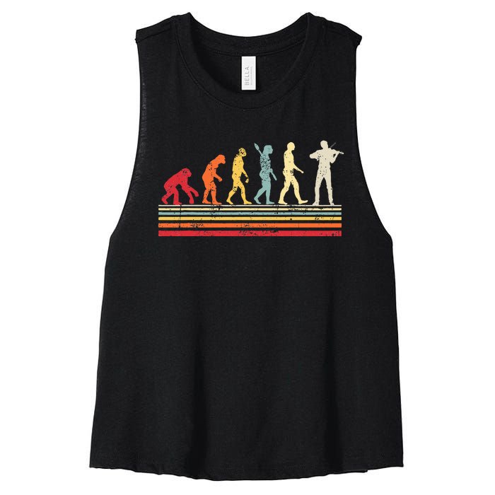 Violin Evolution Of Man Women's Racerback Cropped Tank