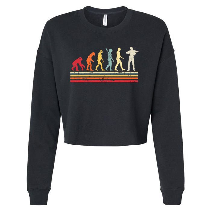 Violin Evolution Of Man Cropped Pullover Crew