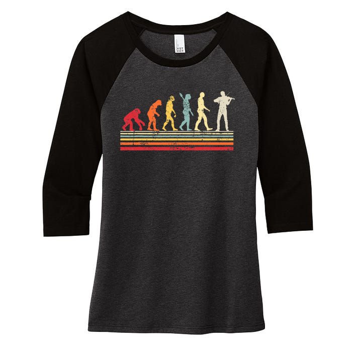 Violin Evolution Of Man Women's Tri-Blend 3/4-Sleeve Raglan Shirt