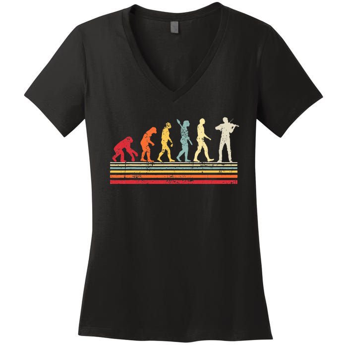 Violin Evolution Of Man Women's V-Neck T-Shirt