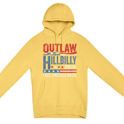 Vintage Elections Outlaw Hillbilly Us Flag Trump Vance 2024 Outlaw Hillbilly Us Premium Pullover Hoodie