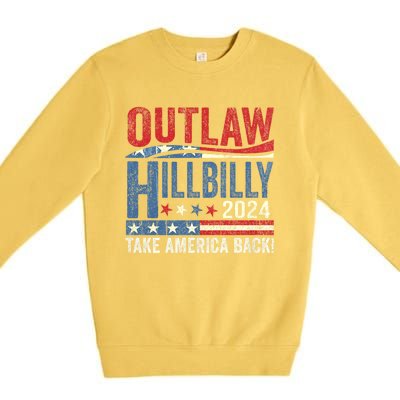 Vintage Elections Outlaw Hillbilly Us Flag Trump Vance 2024 Outlaw Hillbilly Us Premium Crewneck Sweatshirt