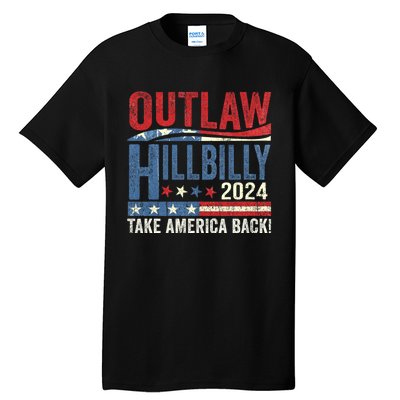 Vintage Elections Outlaw Hillbilly Us Flag Trump Vance 2024 Outlaw Hillbilly Us Tall T-Shirt