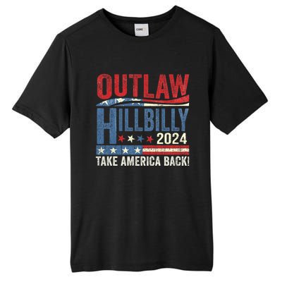 Vintage Elections Outlaw Hillbilly Us Flag Trump Vance 2024 Outlaw Hillbilly Us Tall Fusion ChromaSoft Performance T-Shirt