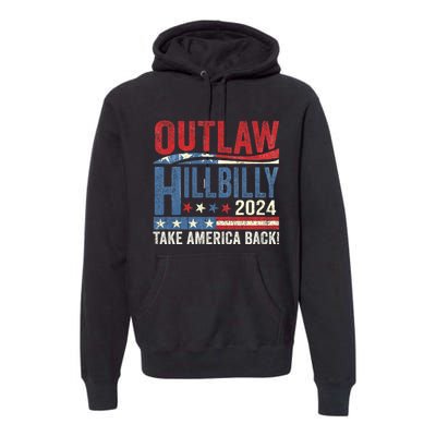 Vintage Elections Outlaw Hillbilly Us Flag Trump Vance 2024 Outlaw Hillbilly Us Premium Hoodie