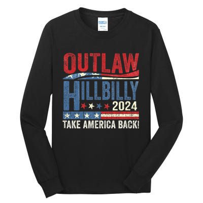 Vintage Elections Outlaw Hillbilly Us Flag Trump Vance 2024 Outlaw Hillbilly Us Tall Long Sleeve T-Shirt