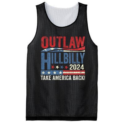 Vintage Elections Outlaw Hillbilly Us Flag Trump Vance 2024 Outlaw Hillbilly Us Mesh Reversible Basketball Jersey Tank